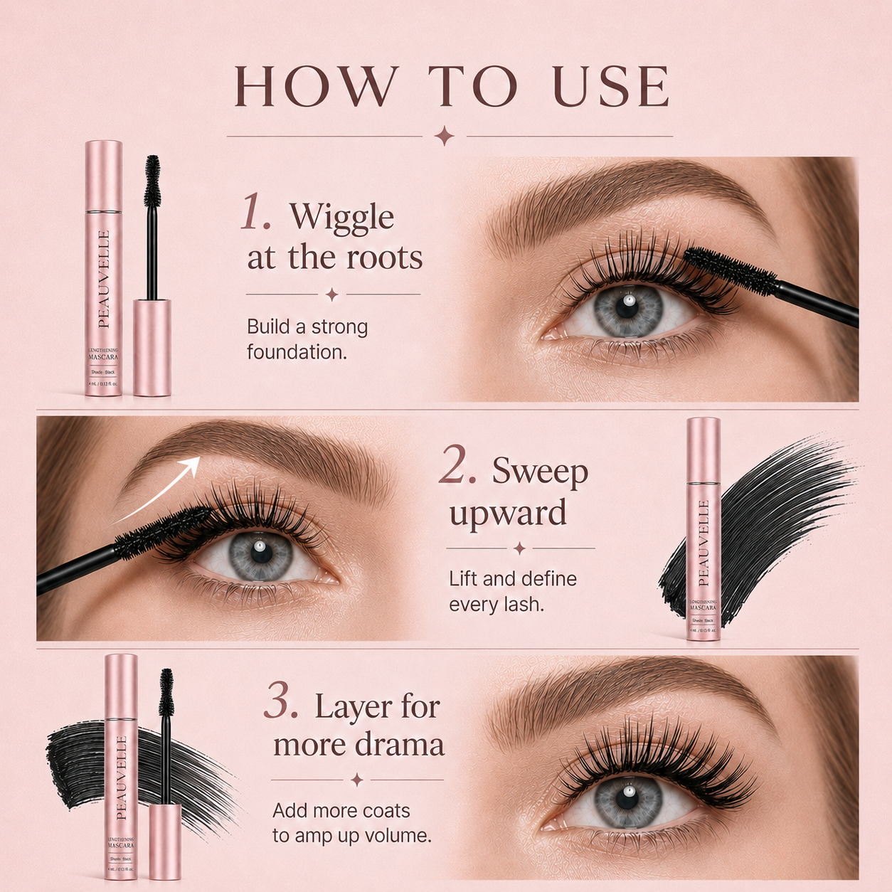 ⚡Last Day Buy 1 Get 1 Free❤️‍🔥Peauvelle Lengthening & Volumizing Mascara