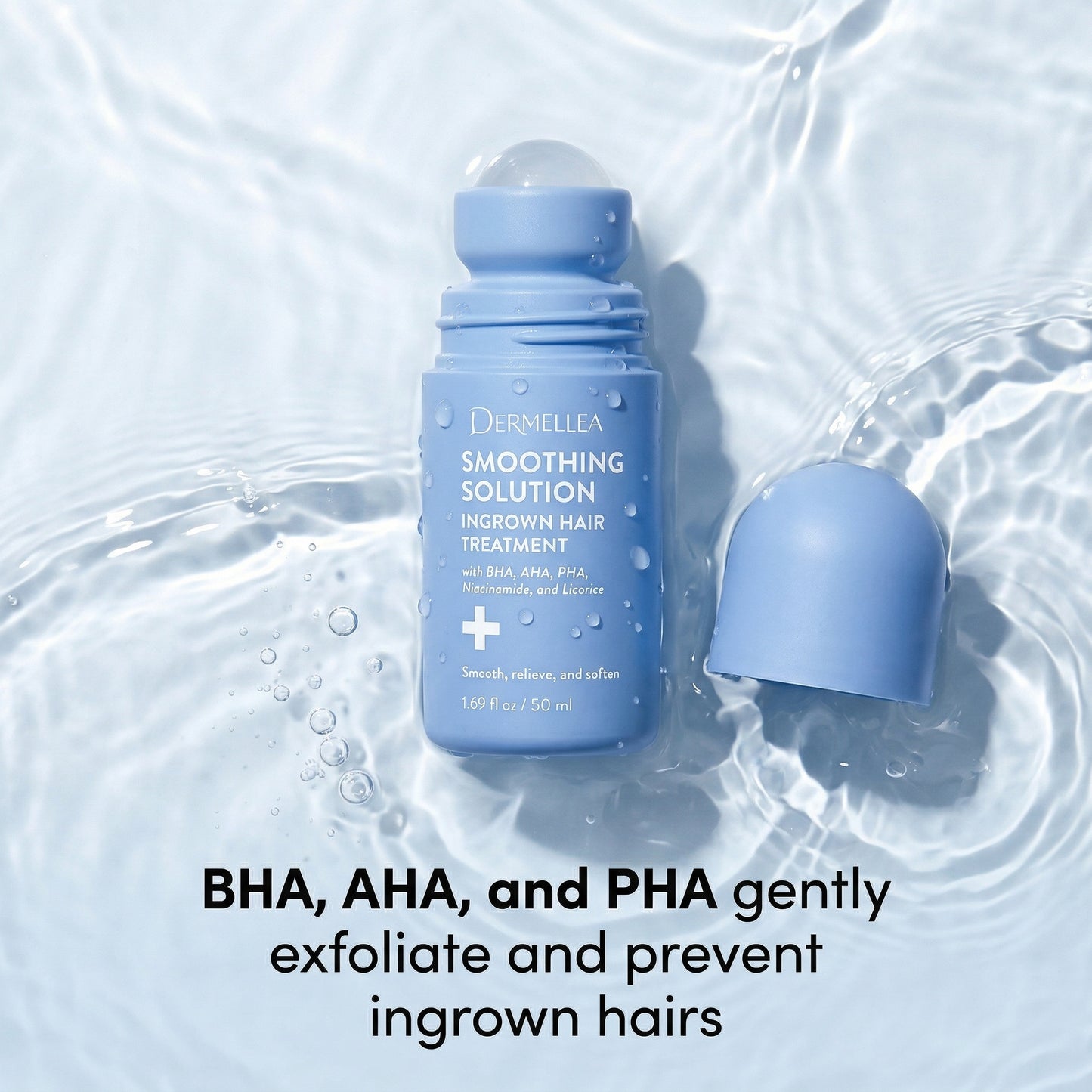 Dermellea Smoothing Solution Roll-On Treatment for Ingrown Hairs, Razor Bumps & Rough Post-Shave Skin